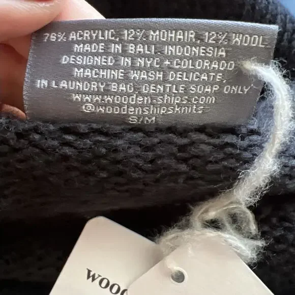 Wooden Ships Sweater Champagne Please Wool Mohair Black Boxy Size S/M New X21 - Picture 13 of 13